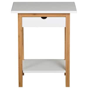 White 1-Drawer End Table