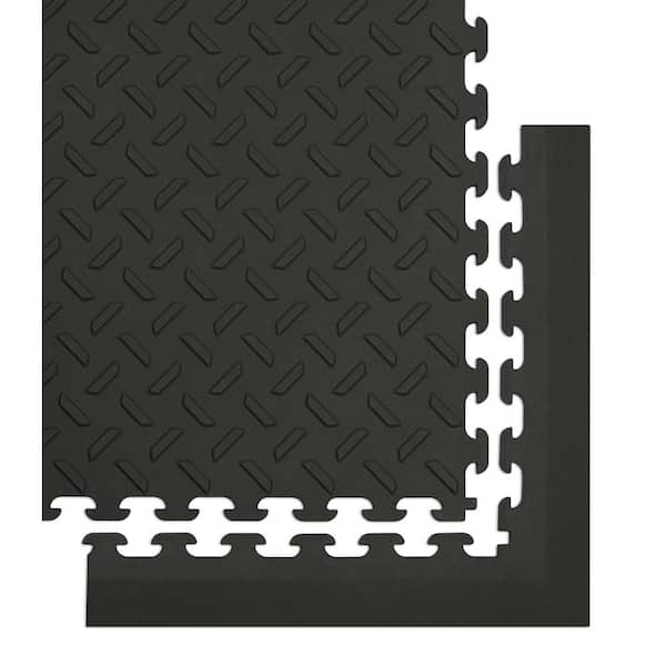 18.4 in. x 18.4 in. Black Commercial PVC Garage Flooring Trim Kit