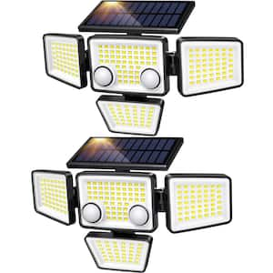 Solar Outdoor Wall Lights with 270° Wide Lighting Angle and Sensors for Backyard and Yard (2-Pack)