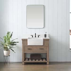 Wesley 36 in. W x 22 in. D Bath Vanity in Weathered Natural with Engineered Stone Top in Ariston White with White Sink
