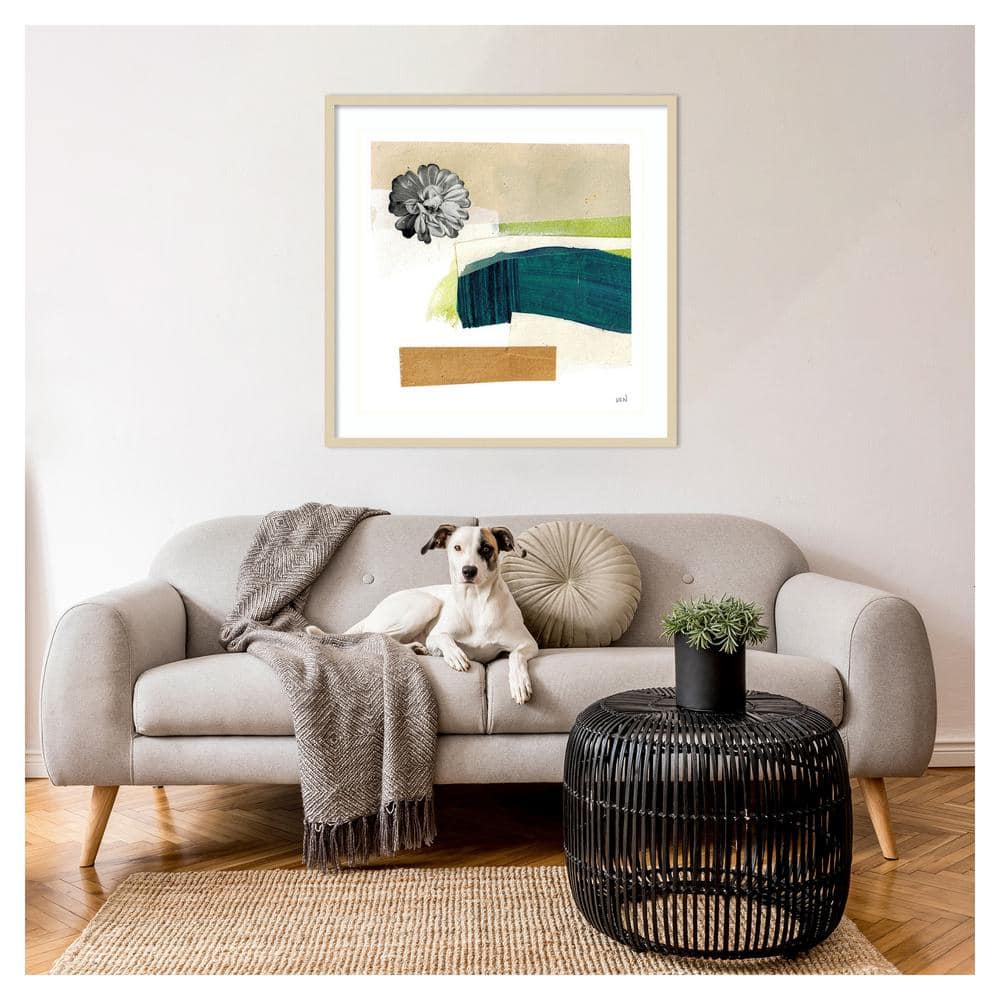 Day Beach I Abstract Giclee Print with Natural Frame