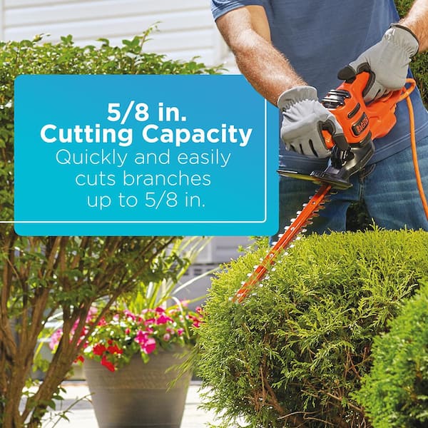BLACK+DECKER 16 in. 3.0 Amp Corded Dual Action Electric Hedge Trimmer with  Saw Blade Tip BEHTS125 - The Home Depot