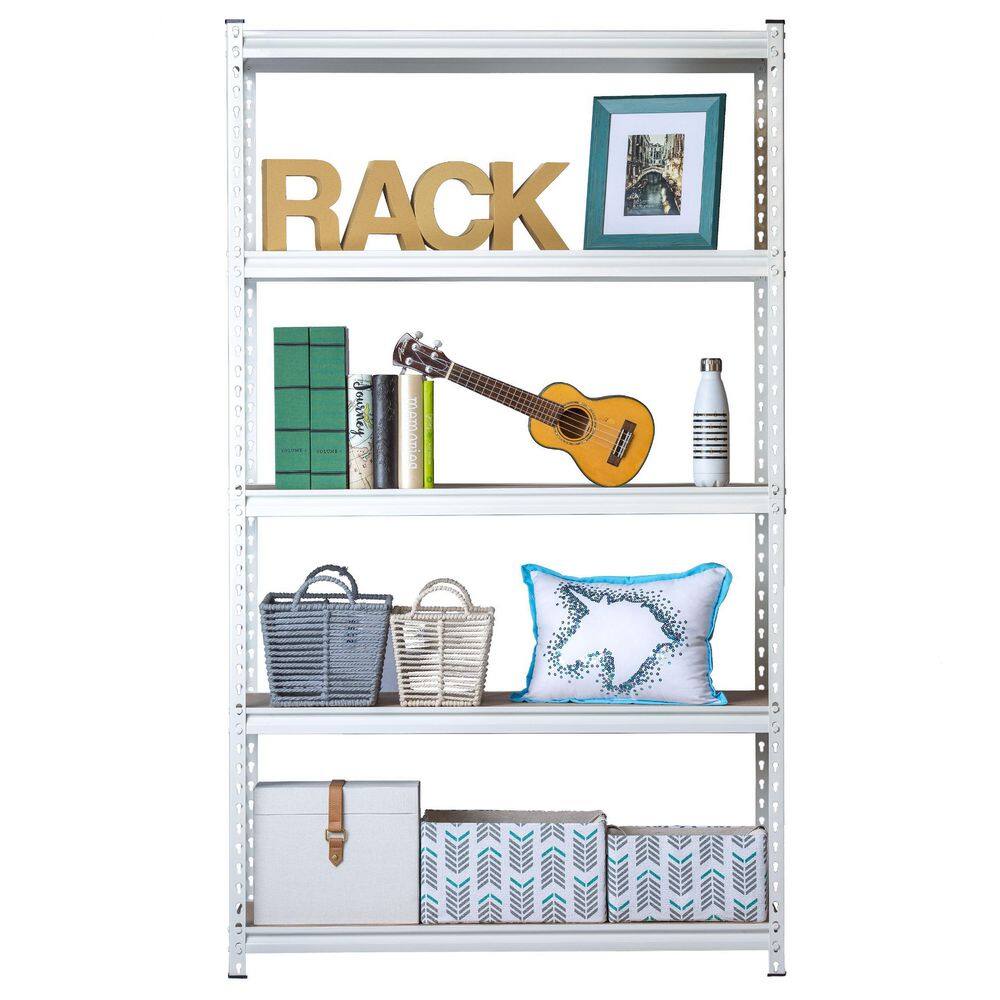 King's Rack 5-Tier White Metal and Wood Storage Shelving