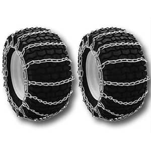 18x9.5x8 in. 2-Link Tire Chains Replace Husqvarna 954 0502-02, Zinc Plated Chains, Set of 2