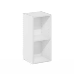 Fluda 21.18 in. Tall WhiteWood 3-Shelf Space Saving Bookcase