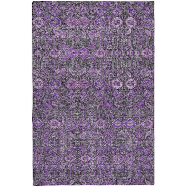 Dream Shag Premium Machine Washable Abstract ADS574 Purple 5 ft. x 7 ft. 6 in. Area Rug