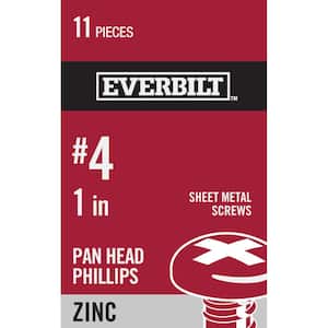 #4 x 1 in. Zinc Plated Phillips Pan Head Sheet Metal Screw (11-Pack)
