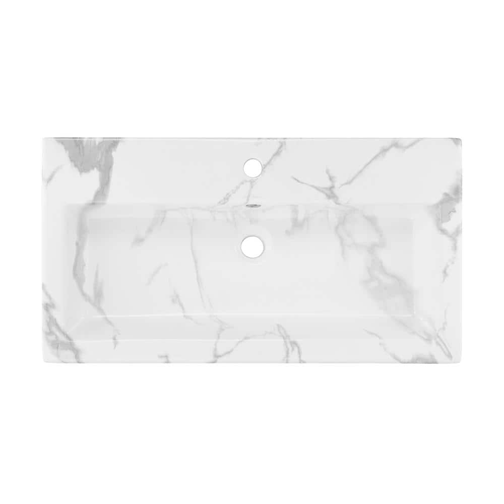 Voltaire White Marble Ceramic Wall-Mount Sink