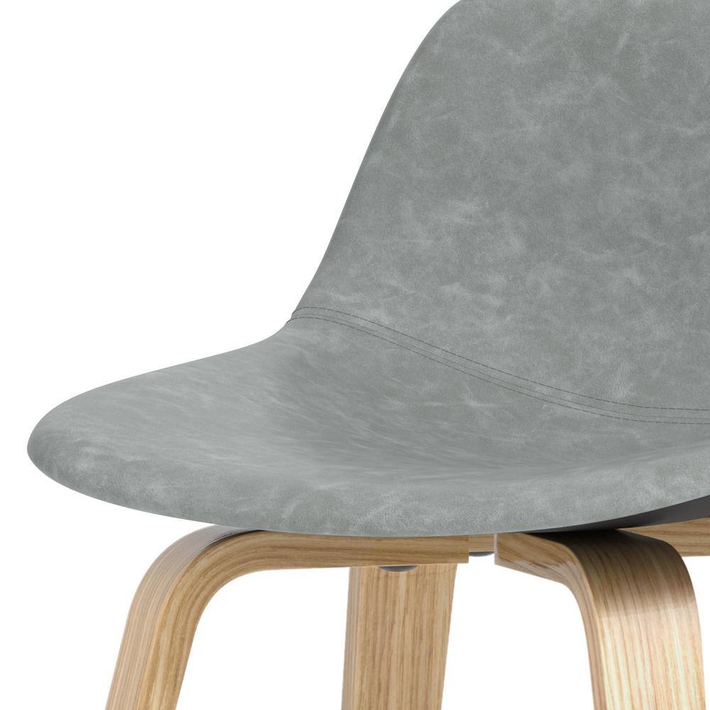Stone Grey Leather and Wood Counter Height Stool Set