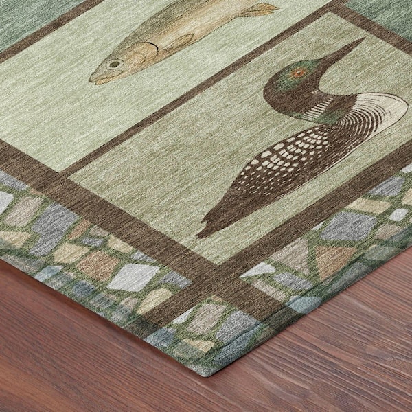 Chantille Machine Washable Indoor/Outdoor Abstract ACN2606 Green 9 ft. x 12 ft. Area Rug
