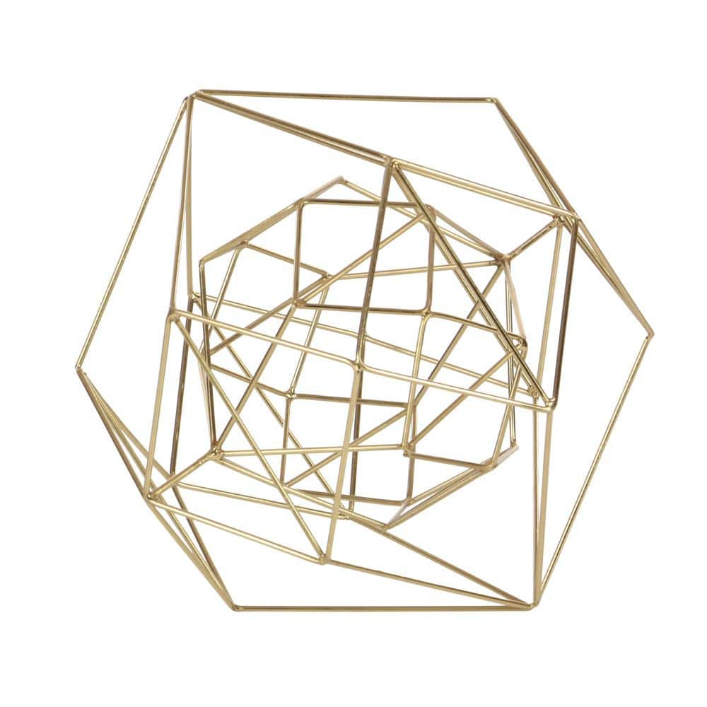 Litton Lane 9 in. x 8 in. Gold Metal Geometric Sculpture