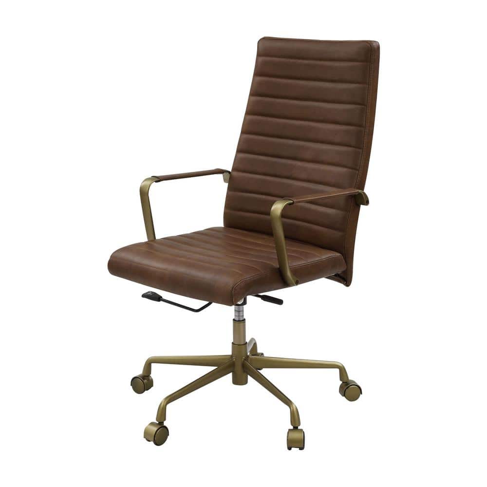 Saturn Leather Swivel Executive Chair with Gold Frame