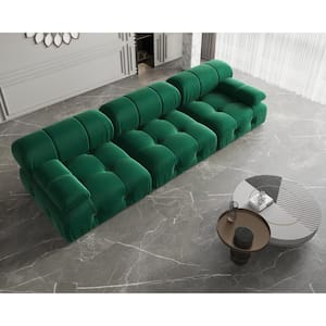 103.95 in. W Square Arm Velvet Rectangle 3-Seater Free Combination Sofa in Green