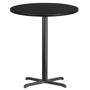 36 in. Round Black Laminate Table Top with 30 in. x 30 in. Bar Height Table Base