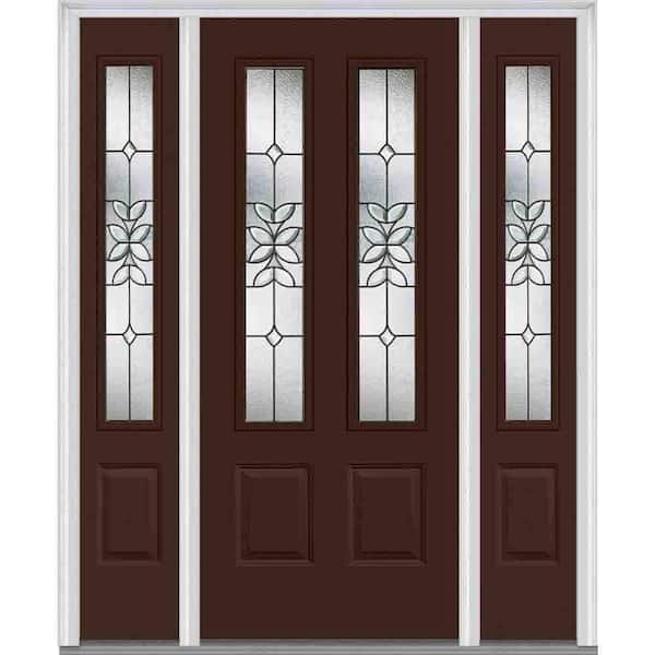 Milliken Millwork 64.5 in. x 81.75 in. Cadence Decorative Glass 2 Lite Painted Majestic Steel Exterior Door with Sidelites