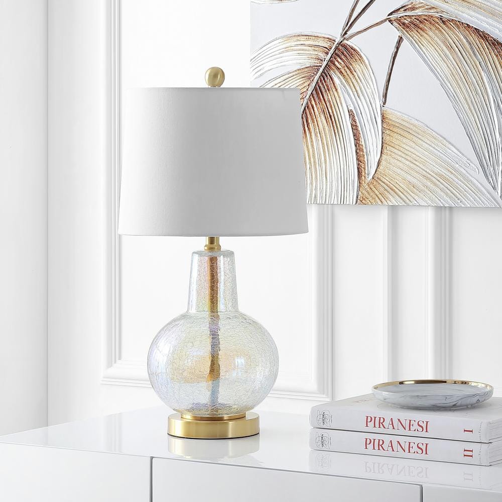 Atlas 24" Luster Crackle Glass Table Lamp with White Shade