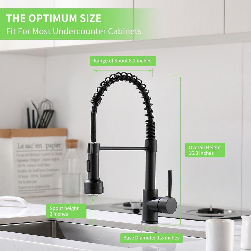 Matte Black Pull Down Kitchen Faucet with LED Light