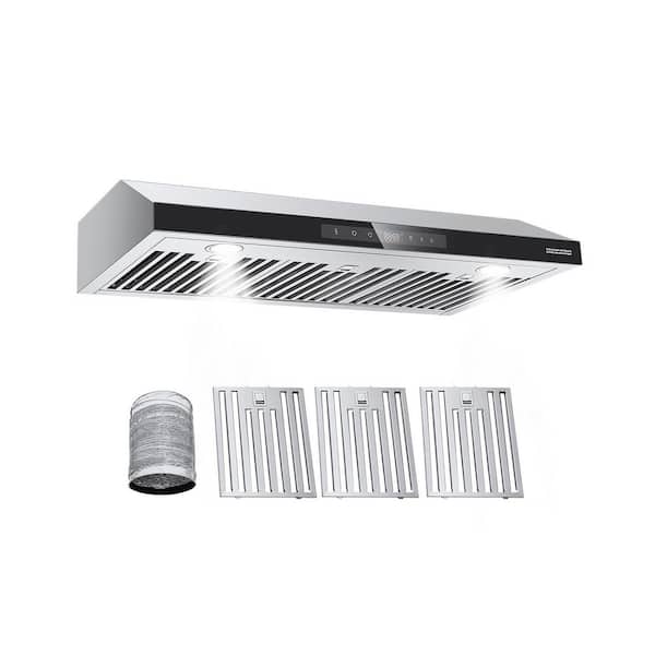 Under Cabinet Range Hood, 36 in. Kitchen Vent Hood, 900 CFM Dual Motors Stainless Steel Stove Hood, with Gesture