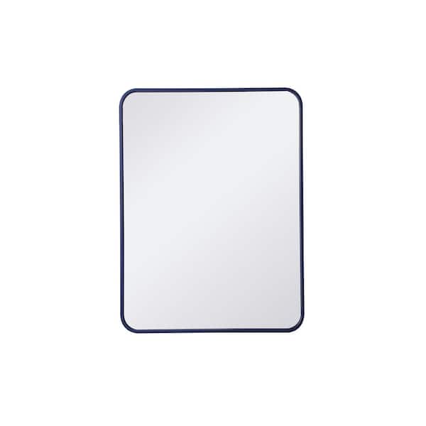 Unbranded Timeless Home 32 in. H x 24 in. W Blue Modern Soft Corner Rectangular Wall Mirror