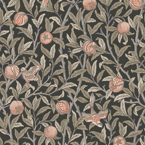 Graham & Brown William Morris At Home Bird and Pomegranate Charcoal Wallpaper