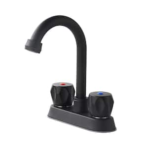 4 in. Centerset 2-Handle Stainless Bathroom Sink Faucet with Pop-Up Drain in Matte Black