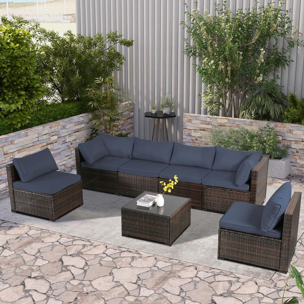JUSKYS 7-Piece Patio Furniture Set All-Weather Sofa Set JUSKYS 7-Piece Patio Furniture Set All-Weather Sofa Set
