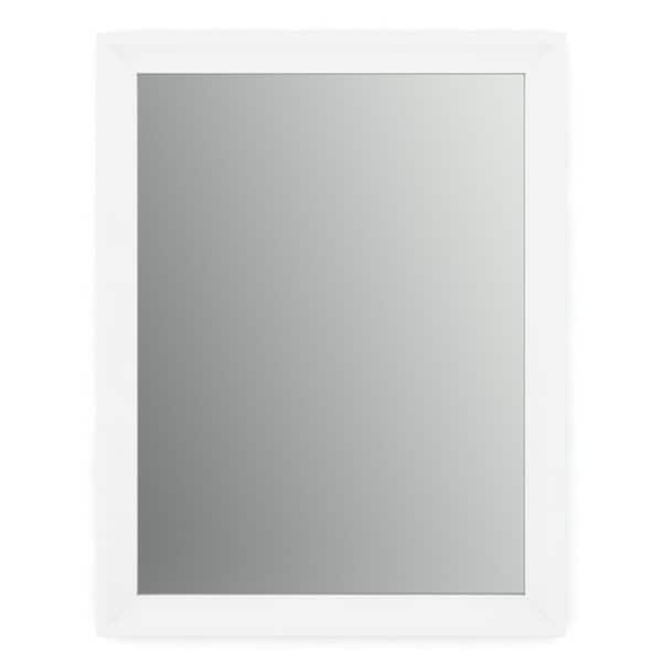 Delta 28 in. W x 36 in. H (M1) Framed Rectangular Standard Glass Bathroom Vanity Mirror in Matte White