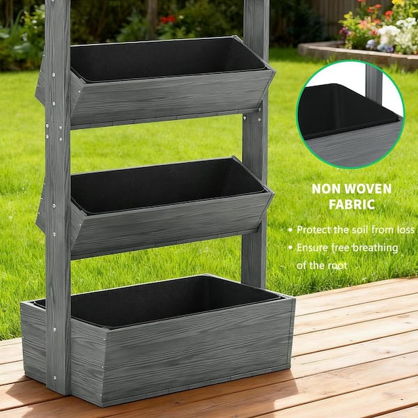 ABORON 4-Tier Vertical Wooden Raised Garden Bed Gray Garden