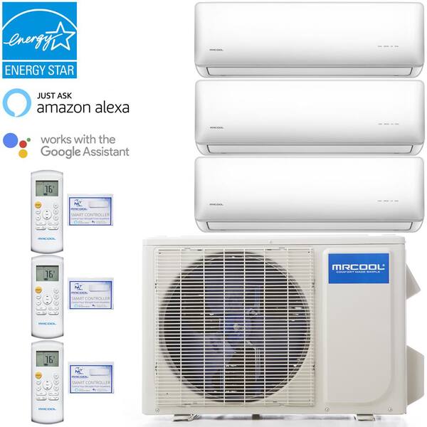 25ft Two Zone MrCool MULTI227HP230WM01KIT25 Olympus 27,000 BTU Ductless Heat Pump Split System 2 Zone Wall Mounted 9,000+12,000 with 25FT Install Kit 230-Volt/60Hz