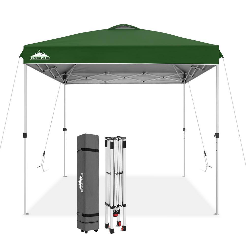Green 8 ft x 8 ft Water-Resistant Pop-Up Canopy Tent