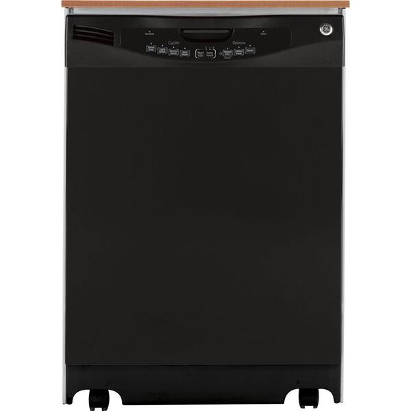 GE Portable Dishwasher in Black with 16 Place Settings Capacity