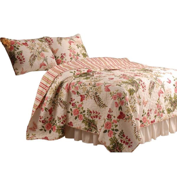 Benjara 3-Piece Multicolor Solid King Size Microfiber Quilt Set