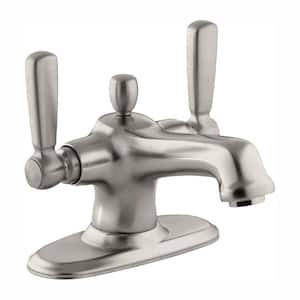 Bancroft 4 in. Centerset 2-Handle Low-Arc Bathroom Faucet in Vibrant Brushed Nickel