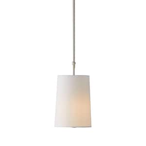 Dorset 1-Light Polished Nickel Pendant with White Linen Shade