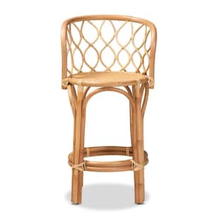 Diana 37 in. Natural Rattan Low Back Counter Height Bar Stool