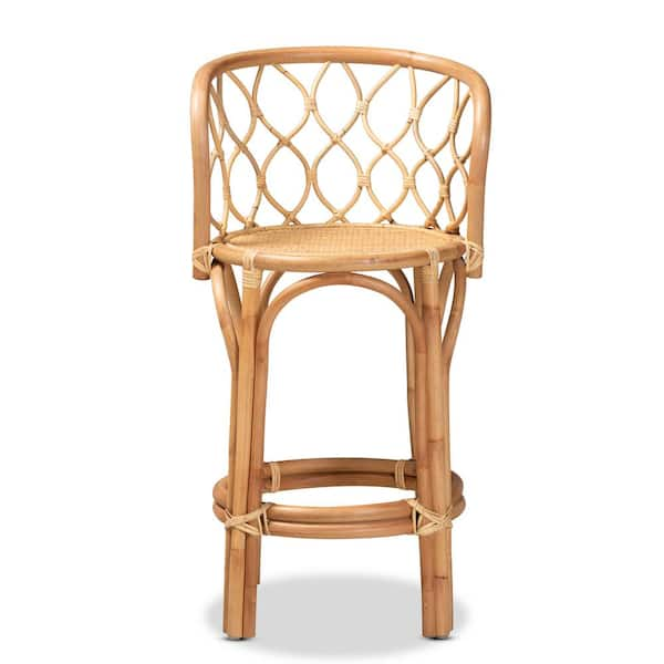 bali & pari Diana 37 in. Natural Rattan Low Back Counter Height Bar Stool