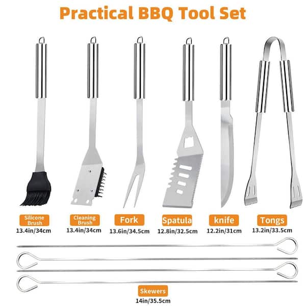Stainless Steel BBQ Grilling Accessories Set with Storage Bag for Outdoor Grill, Camping, Backyard and Gifts (11-Pack)