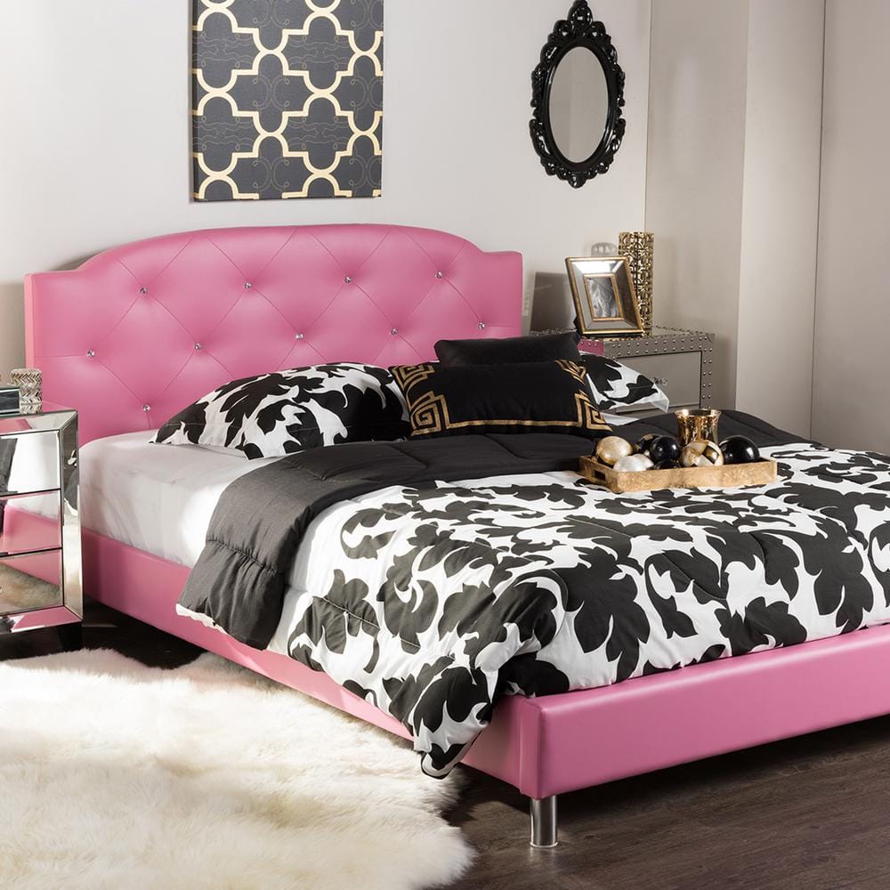 Baxton Studio Canterbury Pink Queen Upholstered Bed 28862 6787 Hd The Home Depot