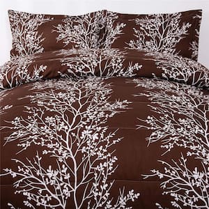 2-Pieces Brown Luxury Printed Microfiber Twin Comforter Set