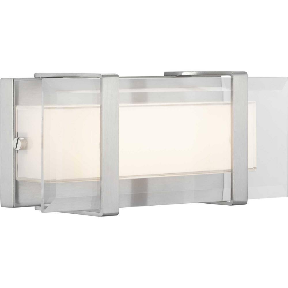 Brushed Nickel LED Wall Sconce with Clear Glass Panels