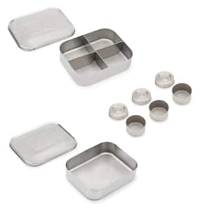 Bento Box Lunch and Condiment Containers Bundle for Kids and Adults, Stainless Steel, Set of 5