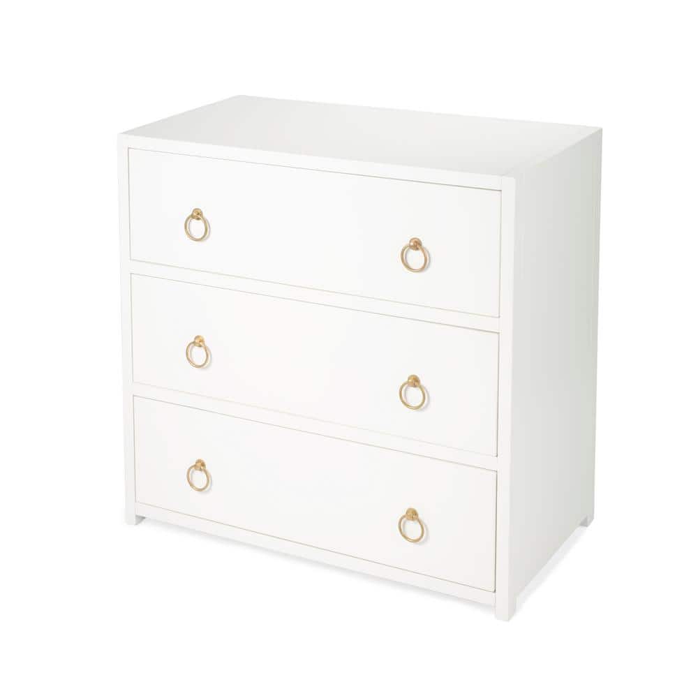 Butler Specialty Company Lark White 3Drawer 34 in. Wide Wood Dresser