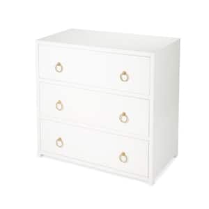 Lark White 3-Drawer 34 in. Wide Wood Dresser