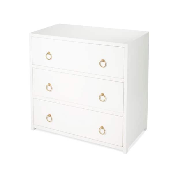 Butler Specialty Company Lark White 3-Drawer 34 in. Wide Wood Dresser
