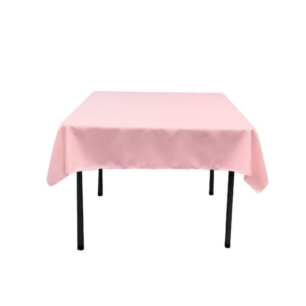 58 in. x 58 in. Light Pink Polyester Poplin Square Tablecloth