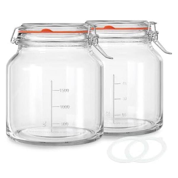 Lynzavix 2-Piece Wide Mouth Airtight Leak-Proof Glass Jar Set Food