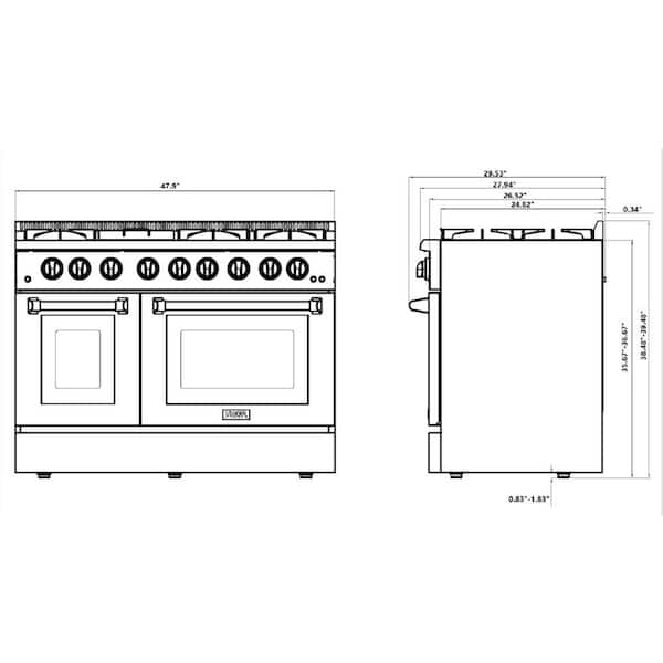 48 THOR KITCHEN Professional Stainless Dual-Fuel Double Oven Convecti –  Flat Rock Supply Company