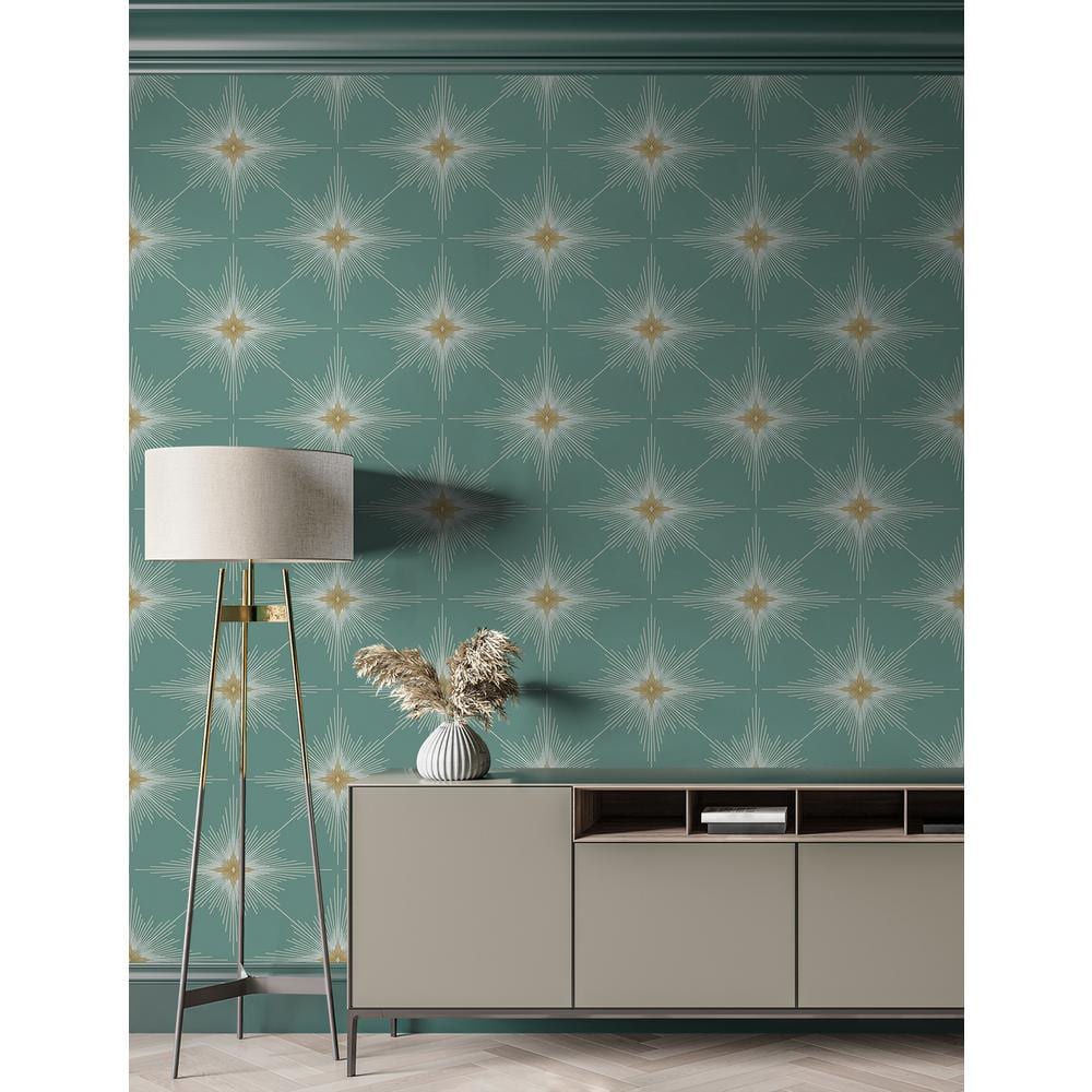 Seabreeze Blue Green Vinyl Geometric Peel and Stick Wallpaper