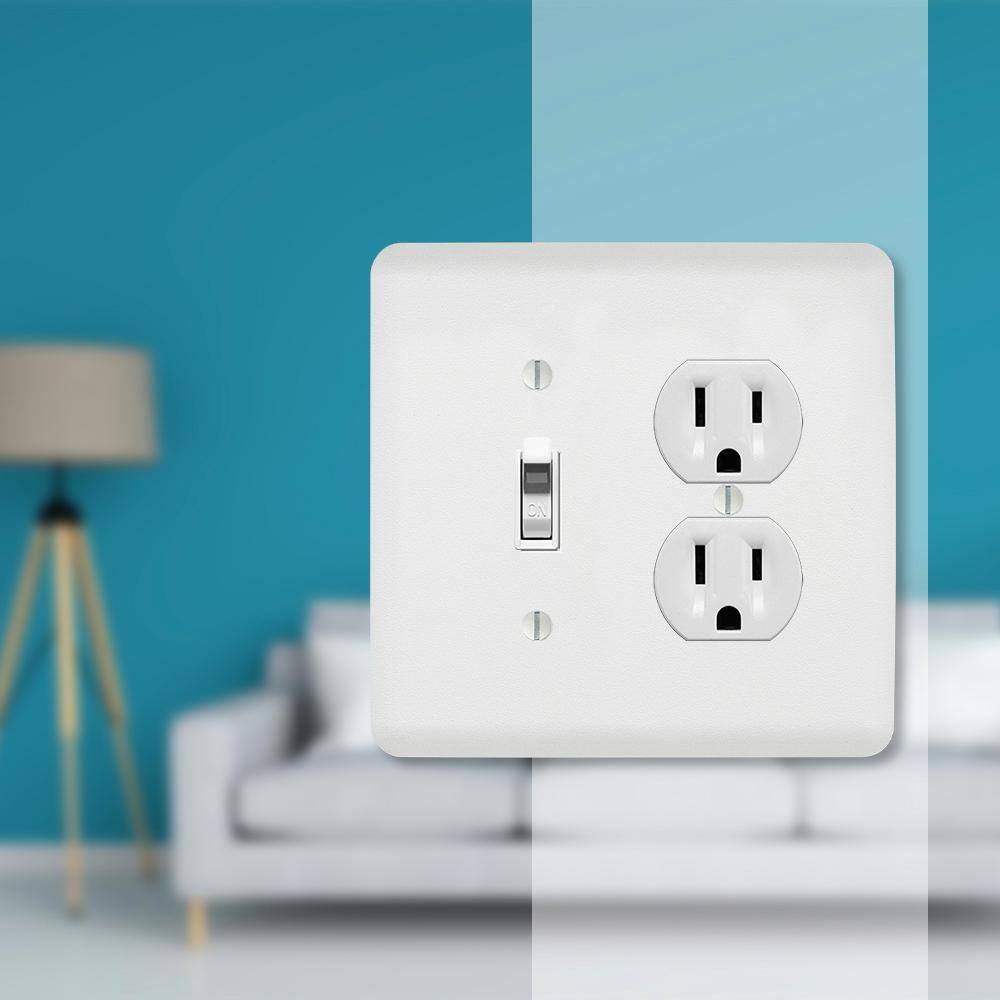 White Steel 2 Gang Toggle and Duplex Wall Plate