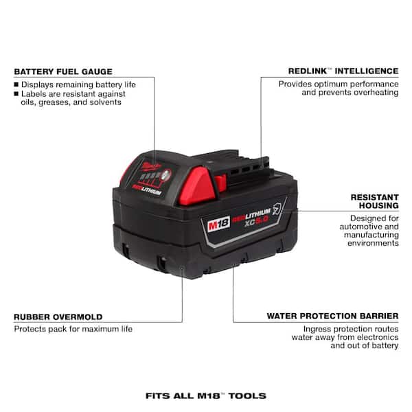 M18 FUEL GEN-2 18V Lithium-Ion Mid Torque Brushless Cordless 3/8 in. Impact w F Ring w/5.0 ah Resistant Battery